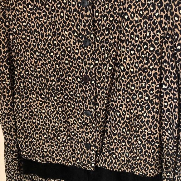 St Gillian Womens Dress Black Leopard Print Ruffles Jewel Neck Long Sleeve 12 - Picture 3 of 8